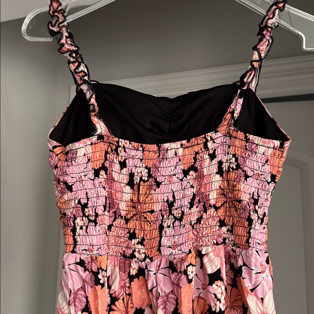 Floral Pink and Black Mini Spring Summer Dress - Picture 6 of 13